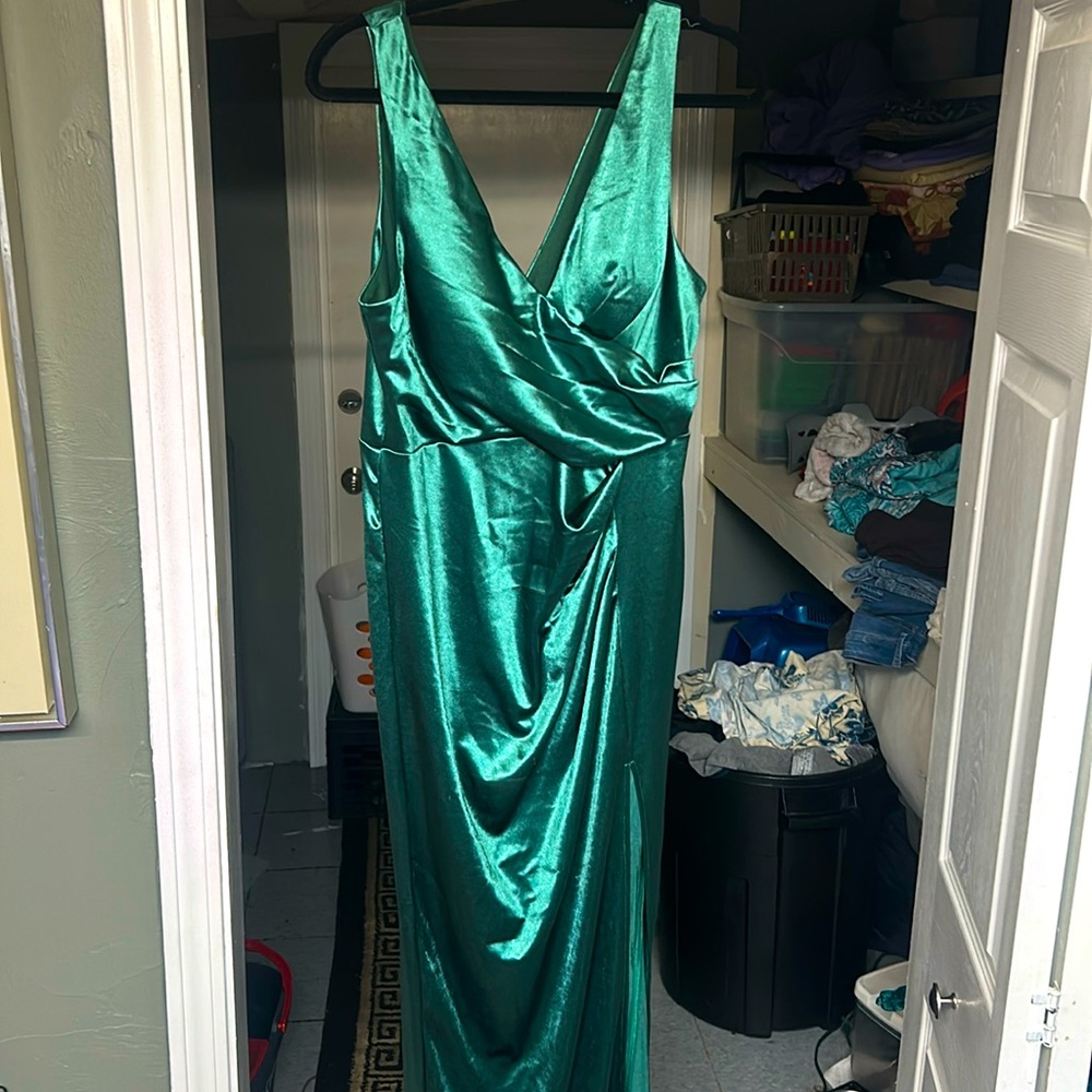 Long Satin Green Dress